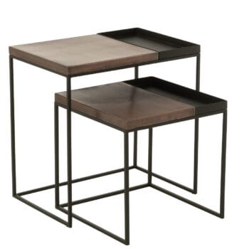 Set Of 2 Side Table Metal Bronze/Black