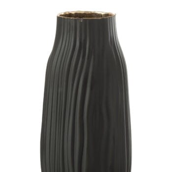 Vase Notches Glass Black/Gold Medium