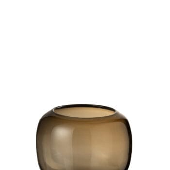 Vase On Foot Round Glass Dark Brown Large