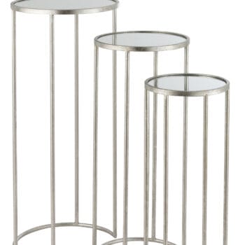 Set Of 3 Side Tables Leo Mirror Iron Silver