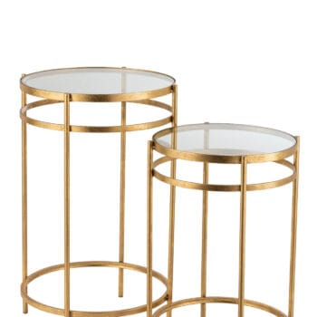 Set Of 2 Side Tables Laure Mirror Iron Gold