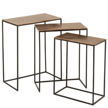 Set Of 3 Side Tables Rectangular Aluminium Rust