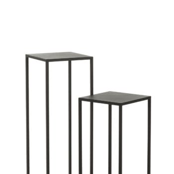 Set Of 2 Side Tables Square Metal Black